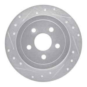 Chrysler Sebring Brake Rotor (1) - Rear Left - R1 Concepts - Drilled & Slotted - Silver - `95-`07